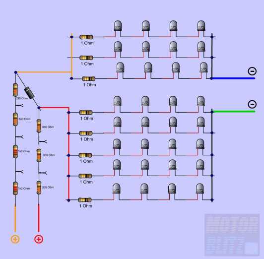 7rangkaian 4led + tahanan lampu rem-senja pisah