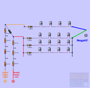 4rangkaian 4led + tahanan lampu rem-senja pisah