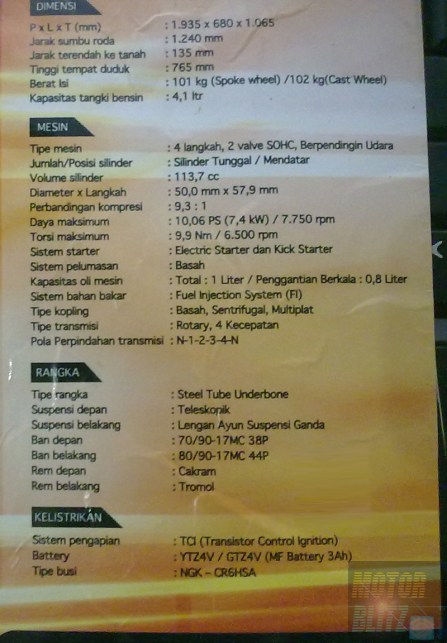 spesifikasi Yamaha Jupiter z1 fi