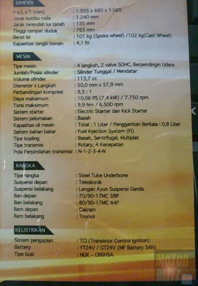 spesifikasi Yamaha Jupiter z1 fi