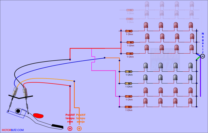 saklar rem dobel lampu led