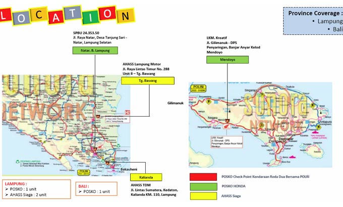 peta Posko Mudik Honda sumatra bali
