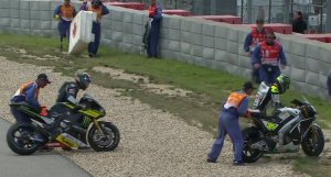 Crutchlow and Smith fall in separate incidents at the same corner